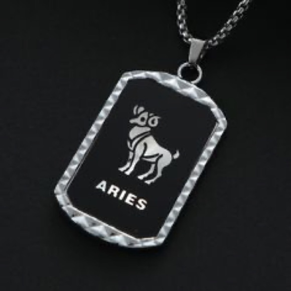 Stainless steel Aries Zodiac Pendant Necklace unisex